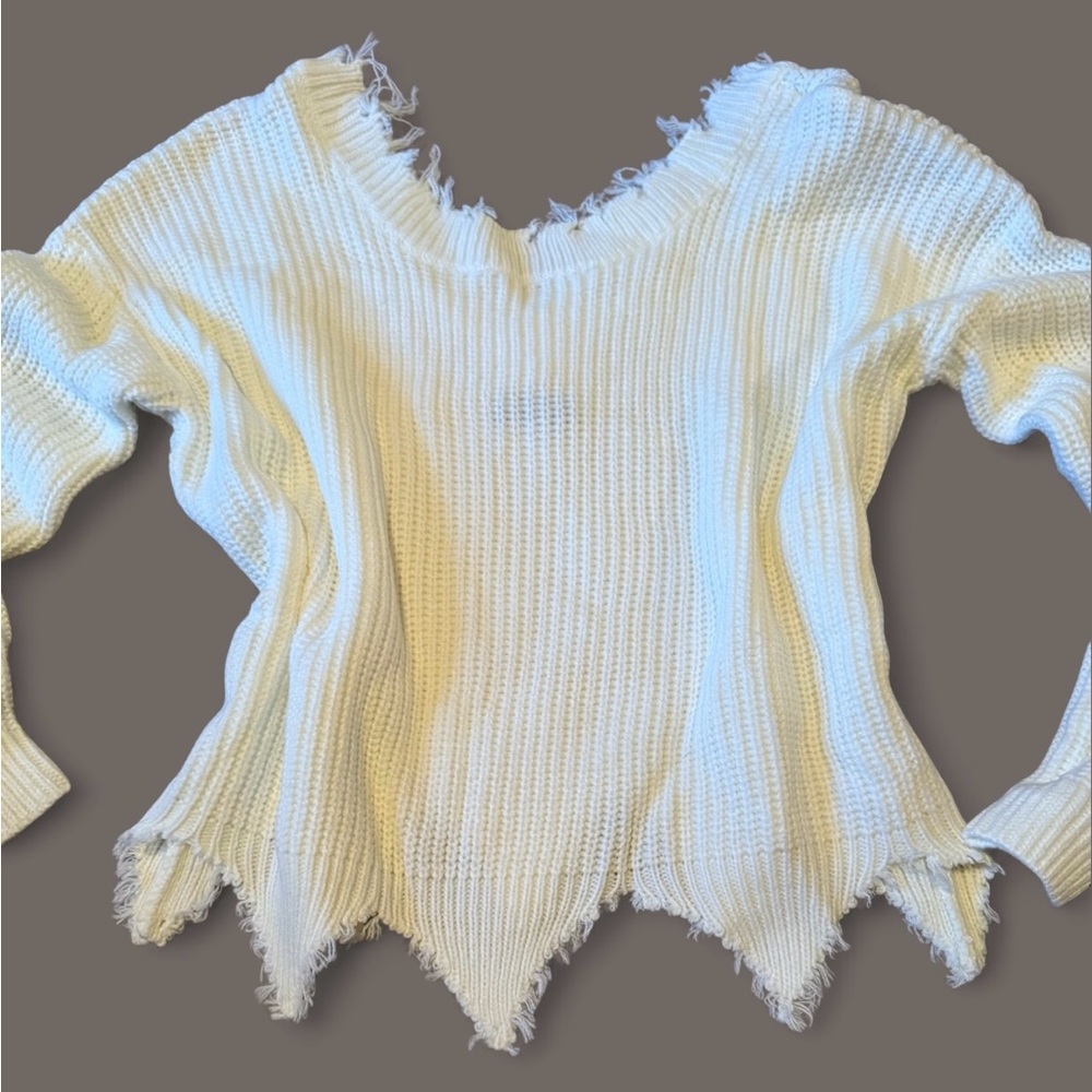 NWOT White Knit Sweater - Picture 3 of 8